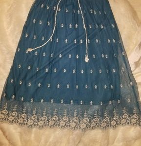 Beautiful teal and cream dress